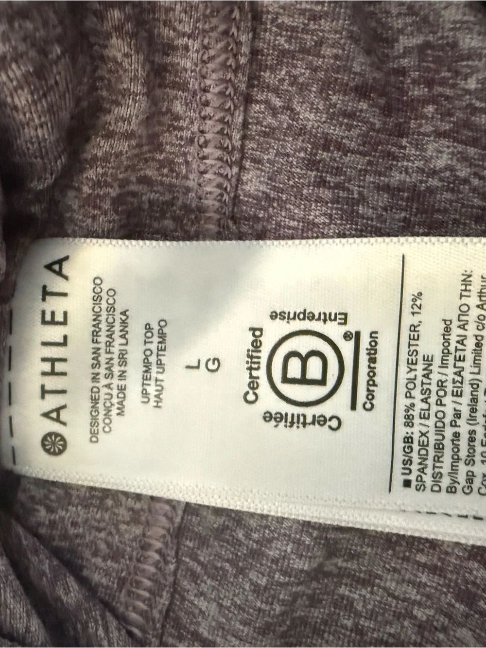 Athleta Long-Sleeve Crewneck Top in Heather purple/Gray size large